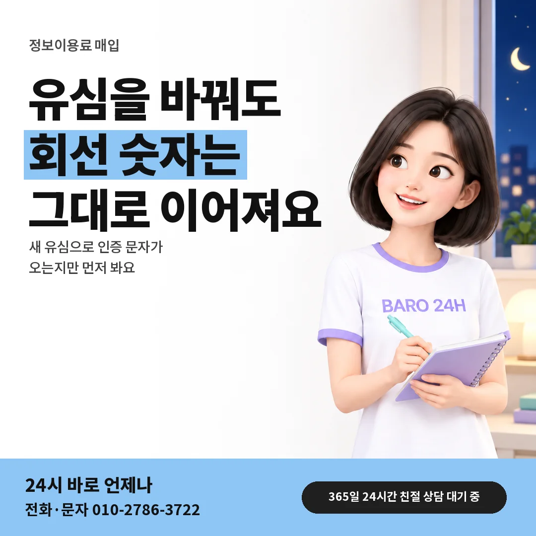 BARO 24H 티셔츠를 입은 3D 인물 옆에 「유심만 바꿨을 때」 제목을 얹은 안내 카드